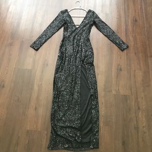 Black Sequin long sleeve maxi dress